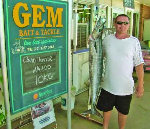 There are good wahoo just beyond the Jumpinpin Bar at the moment. David Hubner was very happy with this 10kg specimen.